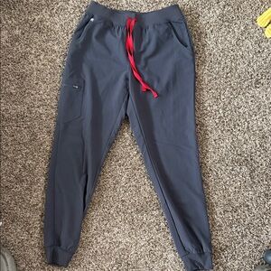 Figs Women's Charcoal Joggers with Red Drawstring NWOT